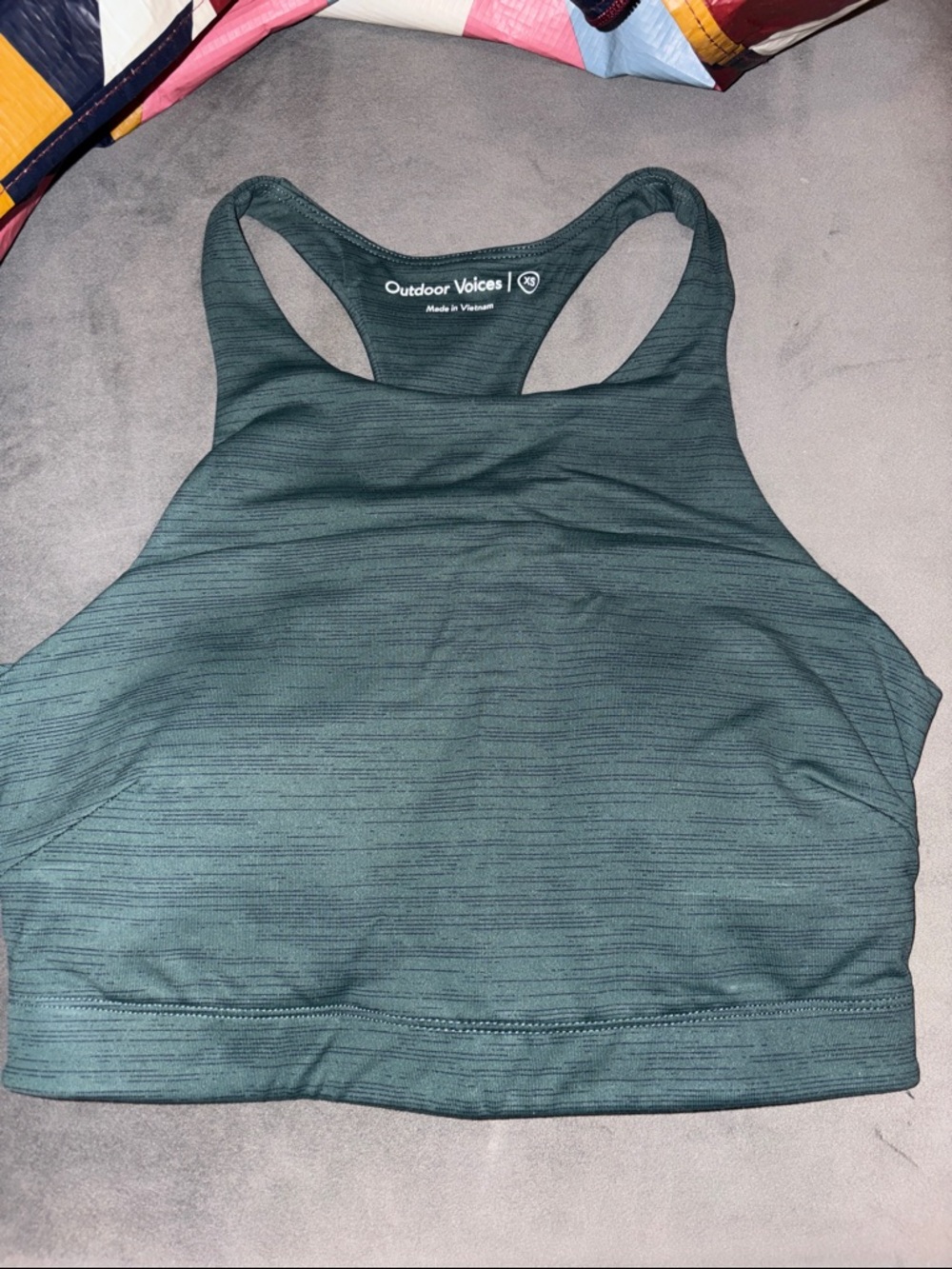 Outdoor Voices High-Neck Sports Bra in Dark Teal